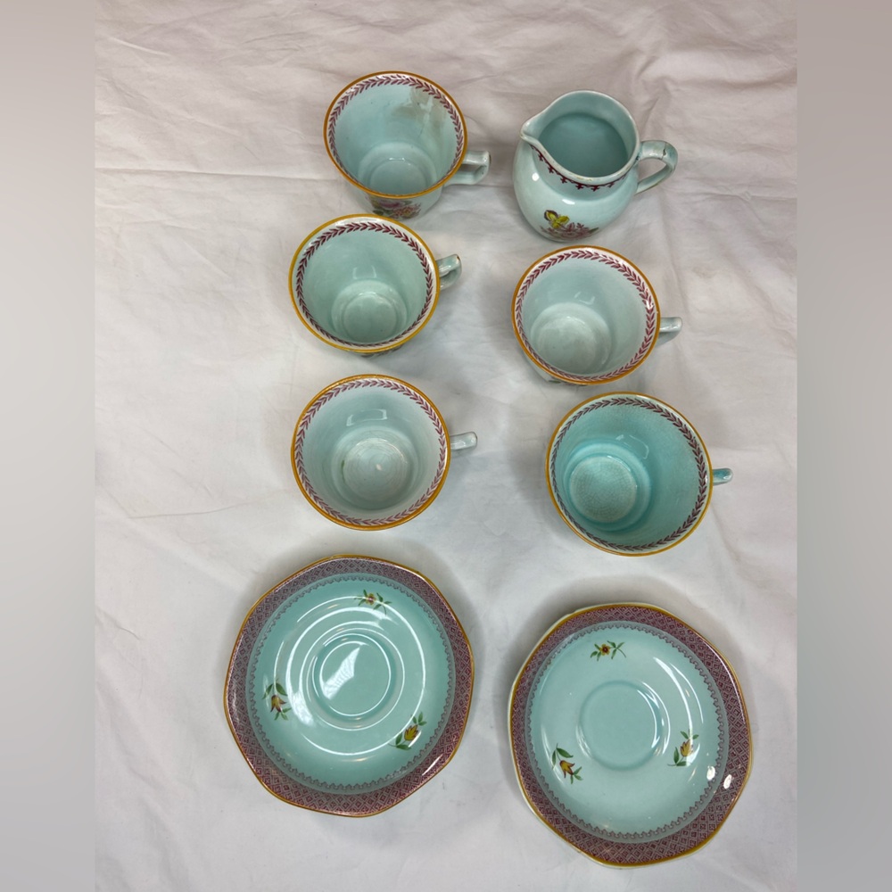 Adams Calyx Ware Tea Cups Saucers Creamer chips and stains Arts & Crafts - Picture 2 of 13